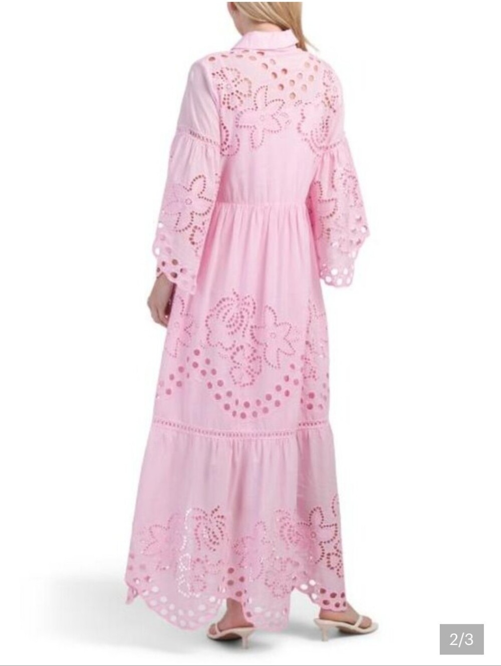 Nwt Large & Mediun Solitaire Pink Eyelet Maxi Dress - Picture 6 of 17